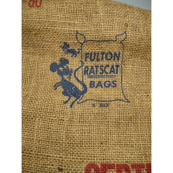 New Unused Vintage Fulton Ratscat Certified Illinois Seed Crop Burlap Gunny Sack - Picture 3 of 16
